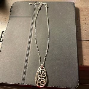 Brighton silver necklace with 2 piece pendant-17 1/2 length